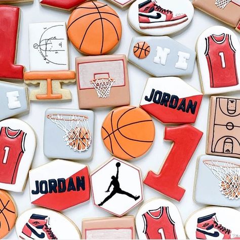 emelyn • chicago on Instagram: "apparently, yesterday (2-3-23) was jordan day. to be clear, while chicago is home, i also identify as a clevelander, and i am team bronny through and through. oddly enough, i’ve never been asked to make those cookies here in bulls town." Chicago Cookies Decorated, Michael Jordan Cookies, Michael Jordan Birthday Party, Chicago Bulls Party, Jordan Cookies, Gingham Cookies, Michael Jordan Birthday, Cookie Themes, Jordan Birthday