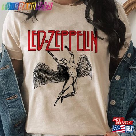 Led Zeppelin T-Shirt Vintage Us Tour 1975 Shirt Rock Unisex Classic Check more at https://tourbandtees.com/product/led-zeppelin-t-shirt-vintage-us-tour-1975-shirt-rock-unisex-classic/ Vintage Led Zeppelin Shirt, Band Tee Aesthetic, Led Zeppelin Logo, Led Zeppelin Vintage, The 1975 Shirt, Led Zeppelin T Shirt, Led Zeppelin Shirt, Rock Band Shirts, Rock Vintage