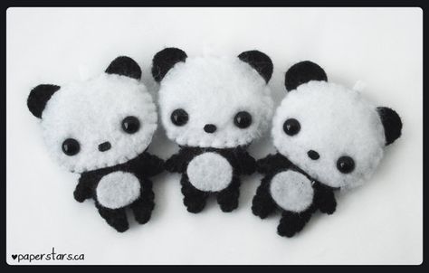 pandas Halloween Plushies, Felt Crafts Dolls, Diy Felt Animals, Felt Animal Pattern, Fox Plushie, Felt Birds Ornaments, Felt Sewing, Panda Design, Felt Ideas