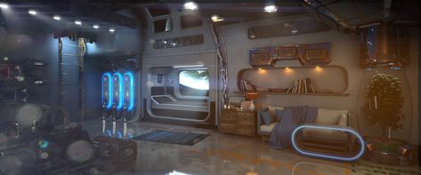 ArtStation - Sci-Fi Room, Wow-How Studio Sci Fi Bedroom, Sci Fi Interior, Sci Fi Room, Sci Fy, Scifi Interior, Sci Fi Architecture, Spaceship Interior, Sci Fi City, Sci Fi Environment