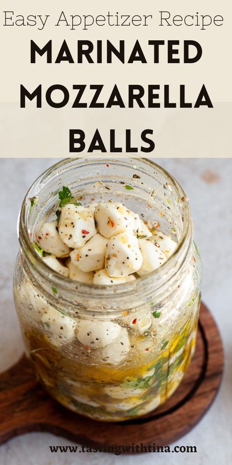 Marinated Mozzarella Balls are a delicious and easy appetizer recipe! With fresh mozzarella pearls marinated in extra virgin olive oil and herbs, this is perfect for entertaining. Marinated Mozzarella Pearls, Marinated Mozzarella Balls Recipes, Fresh Mozzarella Recipe Appetizers, Mozzarella Pearls Recipes, Fresh Mozzarella Appetizers, Mozzarella Balls Recipe, Recipe With Mozzarella, Marinated Mozzarella Balls, Fresh Mozzarella Recipe