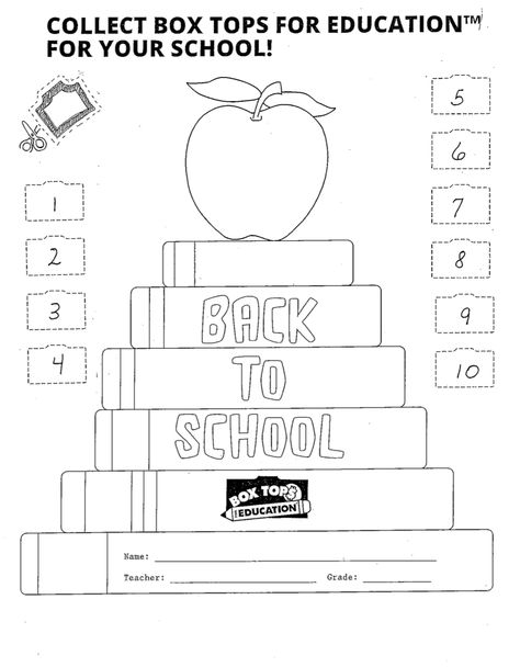 Back-to-school Box Tops Collection Sheet! Box Tops Contest, Pta Organization, Pto Today, Pta Fundraising, Pta School, School Boxes, Printable Box, School Information, School Collection