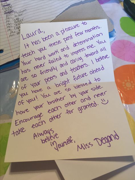 Goodbye Message From Teacher To Student, Thank You Notes For Students, Teacher Notes From Students, Notes To Students From Teacher, Encouraging Notes For Students, Yearbook Signing, Work Sayings, Montessori Space, Fav Teacher