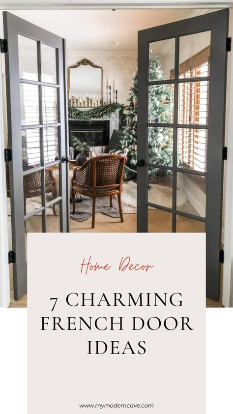 7+ Design Ideas for Farmhouse Living Rooms with French Doors Office Doors For Home, Interior French Door Ideas, Home Office French Doors, French Modern Home Interiors, French Door Ideas, Home Office With French Doors, Farmhouse French Doors, Glass French Doors Interior, French Farmhouse Living Room