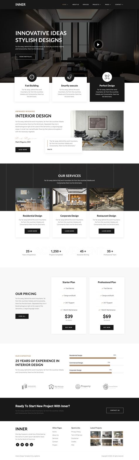 Website Layout Template, Architecture Template, Architecture Website, Home Page Design, Elementor Templates, Real Estate Website Design, Ppt Template Design, Furniture Website, Interior Design Website