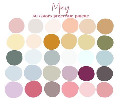 May Neutrals Procreate Color Palette / Ipad Procreate Swatches - Etsy Late Spring Color Palette, May Palette, Spring Color Palette Pastel, Months Color Palette, Month Of May Color Palette, May Colour Palette, Monthly Color Palette, Procreate Color Palette Aesthetic, Month Color Palette