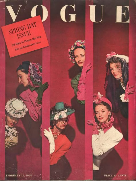 Construction Fashion, Vintage Vogue Covers, Retro Magazine, Fall Green, 1940's Fashion, Vogue Magazine Covers, Vogue Archive, Spring Hats, Fashion Magazine Cover