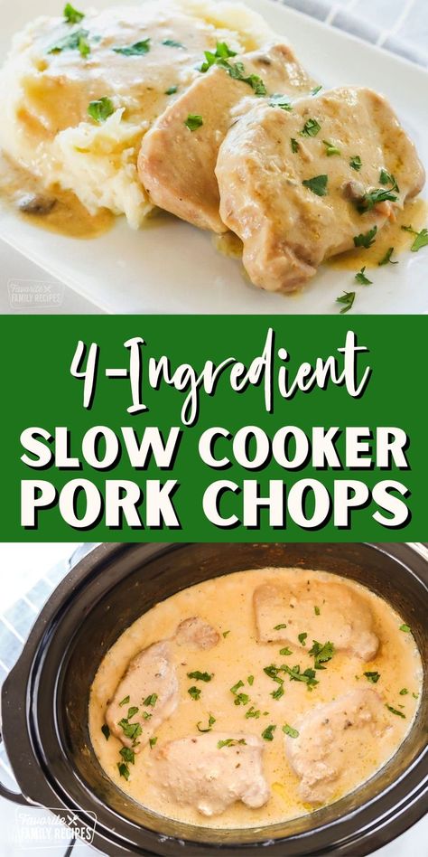 Boneless Pork Chops Crock Pot, Easy Crockpot Pork Chops, Mushroom Soup Pork Chops, Slow Cooker Pork Chops Recipes, Boneless Pork Chop Recipes, Pork Crockpot Recipes, Pork Chop Recipes Crockpot, Recipes Easy Quick, Pork Chop Recipes Baked