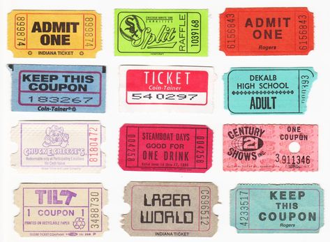 Ticket Stubs - 1 | A collection of ticket stubs from various… | airjmax | Flickr Cute Tickets, Admit One Ticket, Ticket Stub, Design Moodboard, Ticket Stubs, Graphic Ideas, Printable Images, Fun Fair, Printable Image