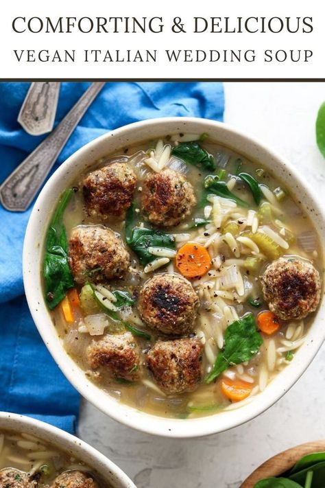 Italian Wedding Soup Wedding Soup Recipe, Easy Vegan Soup, Italian Wedding Soup Recipe, Italian Diet, Fall Vegan Recipes, Wedding Soup, Vegan Italian, Classic Italian Dishes, Pasta Shapes