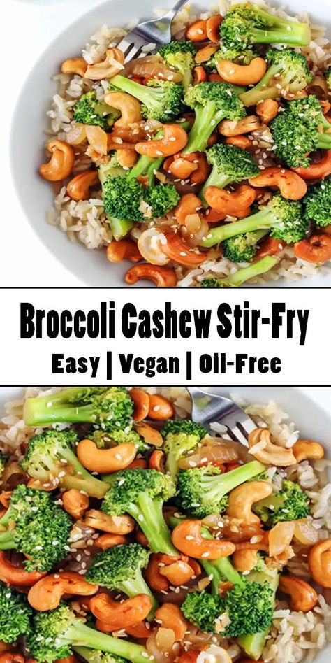 Broccoli Cashew Stir-Fry Easy Salad Recipe - Educacionparaelexito Cashew Broccoli Stir Fry, Broccoli Cashew Stir Fry, Cashew Stir Fry, Broccoli Cashew, Vegan Weeknight Meals, Vegetable Stir Fry Recipe, Vegan Stir Fry, Healthy Stir Fry, Stir Fry Recipes Chicken