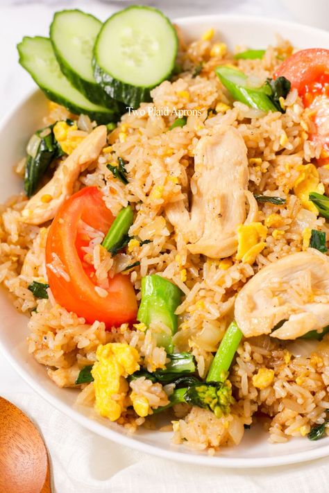 Thai Fried Rice (Khao Pad) | Two Plaid Aprons Thai Chicken Fried Rice, Khao Pad, Thai Fried Rice, Fried Rice Recipe Easy, Chicken Fried Rice Recipe, Pork Fried Rice, Asian Kitchen, Chicken Fried Rice, Fried Rice Recipe