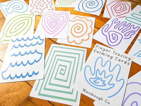 Finger Tracing Calming Cards Printable Mindfulness Flash | Etsy Canada Finger Tracing Calming Cards, Calm Down Kit, Zen Zone, Social Emotional Activities, Calm Down Corner, Calming Activities, Mindfulness For Kids, Extraordinary Life, Cards Printable