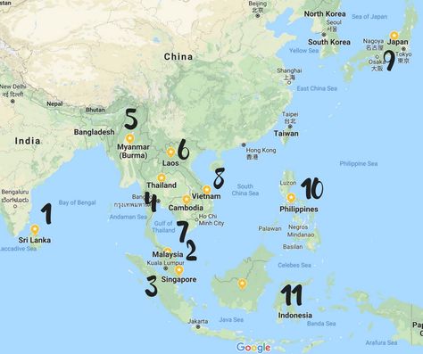 asia map Asia Itinerary, South East Asia Backpacking, Backpacking Routes, Travel On A Budget, Thailand Vacation, Thailand Adventure, Asia Map, Backpacking Asia, Jamaica Travel