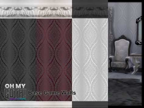 The Sims Resource - Oh My Goth Opulent Living Wallpaper Sims 4 Goth Wallpaper, Sims 4 Cc Goth Wallpaper, Sims 4 Goth Cc Patreon, Ts4 Wallpaper, Sims4 Wallpaper Cc, Sims 4 Cc Walls, Sims 4 Cc Goth, Goth Wallpaper, Gothic Wallpaper