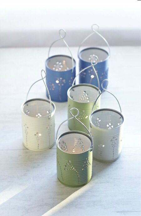 Can Lanterns, Tin Can Lanterns, Recycled Tin Cans, Recycled Tin, Tin Can Crafts, Diy Lanterns, Tin Cans, Craft Room Storage, Country Crafts