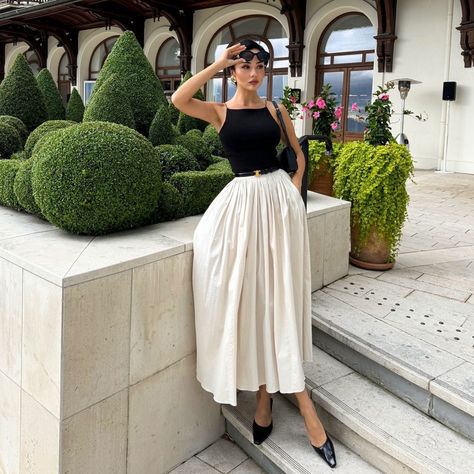 White midi skirt outfit