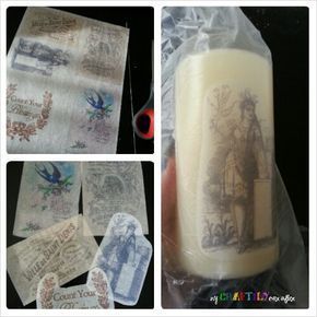 Candle Transfer, Photo Onto Wood, Memorial Candles, Printing On Tissue Paper, Candle Diy, Transfer Images, Paper Candle, Printed Candles, Paper Image