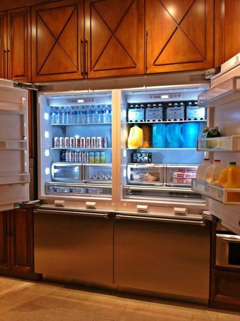 Huge Fridge, Luxury Kitchen Design, French Doors Interior, Luxury Kitchens, French Door, Luxury Kitchen, Küchen Design, Dream Home Design, Home Decor Kitchen