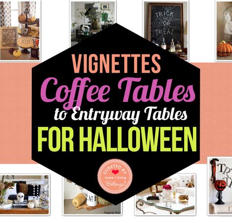 #Halloween Vignettes for Your Coffee Tables to Entry Tables // #halloweenparty #halloweendecorations  http://www.bellenza.com/living-ideas/halloween-vignettes-from-coffee-tables-to-entryway-tables Spooky Coffee Table Decor, Halloween Decor For Coffee Table, Halloween Vignettes Decorating Ideas, Halloween Coffee Table Decor Ideas, Halloween Entryway Table Decor, Coffee Table Halloween Decor Ideas, Halloween Console Table Decor, Halloween Entry Table Decor, Halloween Coffee Table Decor