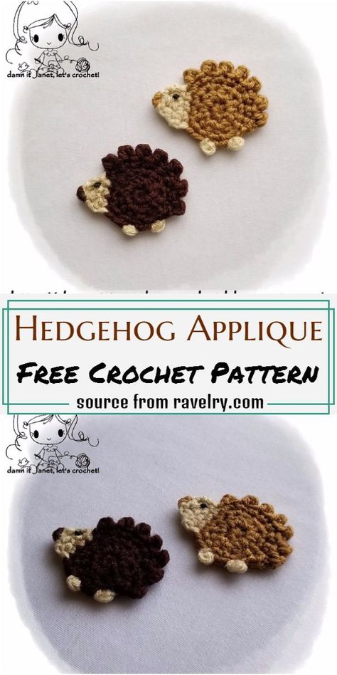 Boho-Chic Crochet Stitches How to crochet step by step for beginners - Crochet Stitch Crochet Applications Free, Crochet Hedgehog Applique, Crochet Hedgehog Applique Free Pattern, Hedgehog Applique Pattern, Crochet Pattern Applique, Crochet Motifs Free Pattern Appliques, Crochet Acorn Applique, Crochet Applique Animals, Crochet Brooches Free Patterns