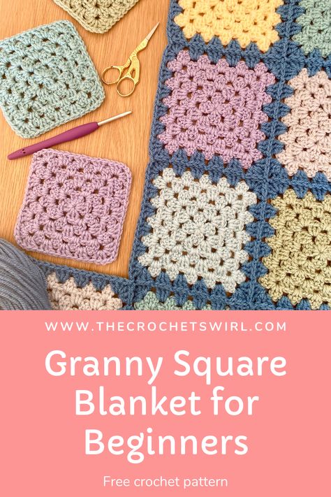 Crochet Granny Square Beginner, Granny Square Häkelanleitung, Easy Beginner Crochet Patterns, Granny Square Crochet Patterns Free, Crochet For Beginners Blanket, Crochet Blanket Designs, Crochet Granny Square Blanket, Crochet Design Pattern, Beginner Crochet Projects