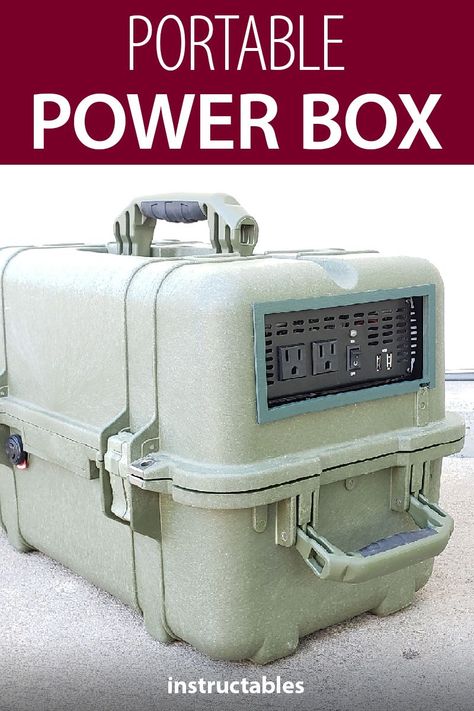 Make a portable power box; great for camping and emergency situations. #Tinkercad #circuit #electronics #electricity Subsistence Living, Farm Parties, Camping Projects, Tech Projects, Diy Tech, Solar Power Diy, Fall Camping, Emergency Power, Power Generator