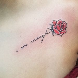 Tattoo Ideas I Am Enough, I Am Enough Tattoos For Women With Flowers, You’re Enough Tattoo, You Are Enough Tattoos For Women, Good Enough Tattoo, Im Enough Tattoo, I Am Enough Quotes Tattoo, I Am Enough Tattoo, Small Dope Tattoos