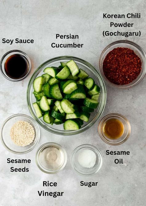 Quick Spicy Korean Cucumber Salad (Oi Muchim) Spicy Korean Cucumber, Korean Cucumber Salad, Korean Cucumber, Spicy Cucumber Salad, Spicy Korean, Cucumber Recipes Salad, Healthy Food Dishes, Cucumber Recipes, Food Recepie