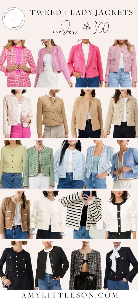 Spring Jackets For Women Classy, How To Style Tweed Jacket, Yellow Tweed Jacket Outfit, Summer Jackets For Women Classy, Lady Jacket Outfit, Tweed Jacket Outfit Women, Tweed Jacket Style, Tweed Jacket Outfit, Lady Jacket