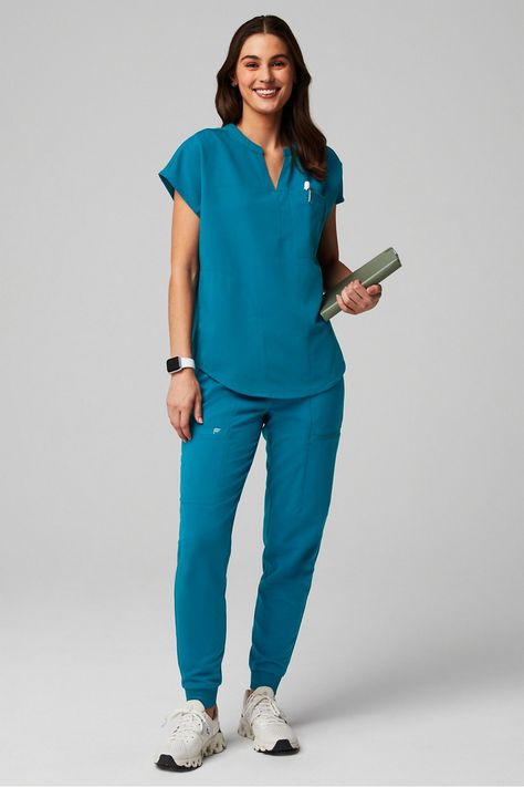 Evolve + High-Rise On-Call 2-Piece Set Fabletics Cranberry Stripe female Activewear >> Scrubs >> Kits >> Product Feed regular Fabletics Scrubs, Female Activewear, Blue Hibiscus, Comfy Sets, Scrub Sets, Interview Outfit, Fine Yarn, Pocket Top, Scrub Tops