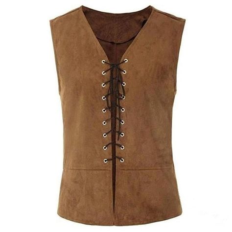 PRICES MAY VARY. Comfortable polyester material,vest without elasticity, soft and comfortable to wear. Features: sleeveless; V-neck; front ties It is a perfect accessory for pirate, steampunk, Renaissance medieval or drama costume Occasion: halloween, role-play, theme parties, games, stage shows, costume parties, birthdays, carnivals.etc. Notice: Please check the size information in the description below before ordering instead of the default amazon size chart. GRAJTCIN Men's Medieval Renaissanc Medieval Shirt, Steampunk Vest, Steampunk Cosplay, Suede Vest, Gothic Steampunk, Vintage Punk, Pirate Costume, Style Punk, Mens Vest