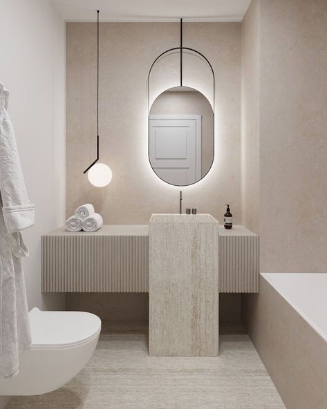 Japandi Lighting & Design on Instagram: “Materials, textures, shapes and even a classic piece of lighting make this bathroom design worth saving for inspiration. • • • 📷…” Japandi Lights, Studio Basement, Japandi Lighting, Japandi Bathroom Design, Japanese Style Bathroom, Bathroom Recessed Lighting, Japandi Bathroom, Simple Bathroom Designs, Japandi Interiors