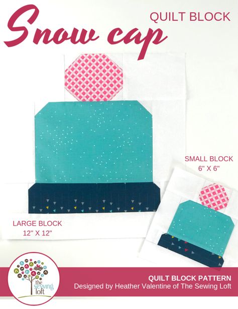 Snow Cap Quilt Block | The Sewing Loft Blocks 2 Quilt Hat Quilt, Snow Cap, Winter Quilt, Snow Caps, Winter Quilts, Quilt Block Pattern, Home Computer, Wings Design, Bundle Pack