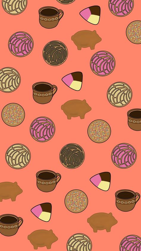 Pan Dulce Wallpaper, Mexican Cute Wallpaper, Mexican Candy Wallpaper, Mexican Phone Wallpaper, Mexican Wallpaper Iphone Aesthetic, Mexican Food Wallpaper, Mexican Wallpaper Iphone, Mexican Wallpaper Aesthetic, Mexico Aesthetic Wallpaper