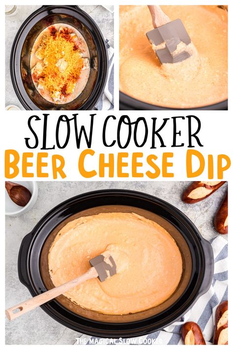 You can always count on beer cheese dip if you need a quick, easy, and flavorful appetizer recipe. The dump-and-go combo of sharp cheddar cheese, cream cheese, milk, beer, and a few other spices makes this one of the most favorite recipes for game day. - The Magical Slow Cooker Beer Cheese Dip Crockpot, Cheese Dip Crock Pot, Beer Cheese Dip Recipe, Magical Slow Cooker, Cheese Dip Recipe, Crock Pot Dips, Beer Cheese Soups, The Magical Slow Cooker, Beer Cheese Dip