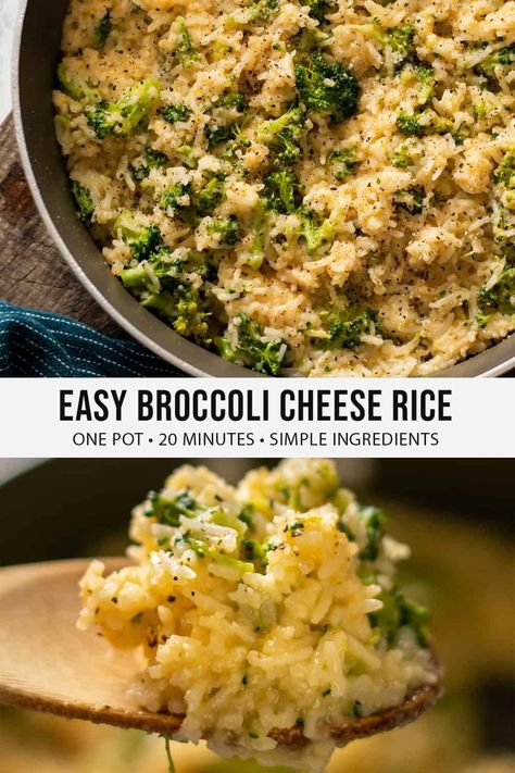 Looking for an easy side recipe? This easy broccoli cheese rice is a healthier alternative for that classic Rice-a-Roni Cheddar Broccoli Rice, because it has whole ingredients. #BroccoliCheeseRiceStovetop #BroccoliCheeseRice #EasySideDish #EasyRecipe #VegetarianRecipe #OnePotRecipe #WeeknightSide #WeeknightRecipe Brócoli And Cheese, Easy Broccoli Cheese Rice, Broccoli And Cheese Rice, Cheesy Rice Recipes, Cheddar Broccoli Rice, Broccoli Cheese Rice, Broccoli Recipes Side Dish, Cheesy Broccoli Rice, Cheddar Broccoli