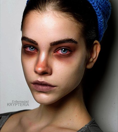 The bloodshot eyes is a really nice touch. Maquillage Halloween Zombie, Zombie Halloween Makeup, Zombie Eyes, Angry Women, Angry Girl, Angry Face, Zombie Makeup, Zombie Girl, Idee Cosplay