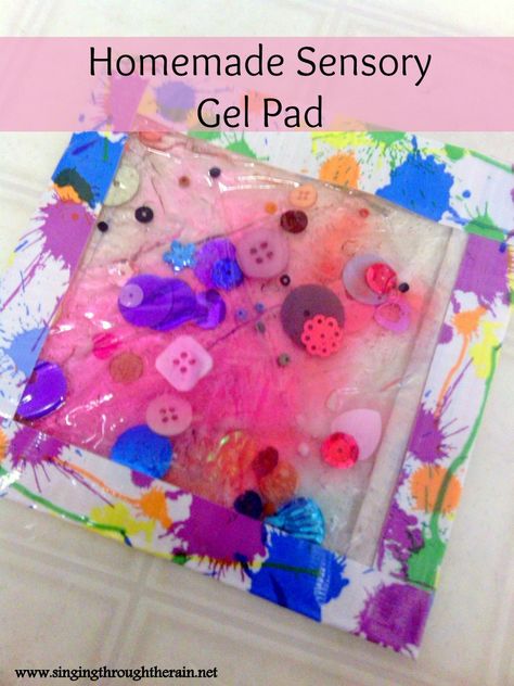 Looking for a sensory gel pad, but don't want to spent money to get one? Here you will find directions and pictures to help make your own homemade gel pad. Homemade Sensory, Diy Fidget Toys, Sensory Bags, Sensory Crafts, Sensory Tools, Sensory Boards, Sensory Bottles, Special Needs Kids, Baby Sensory