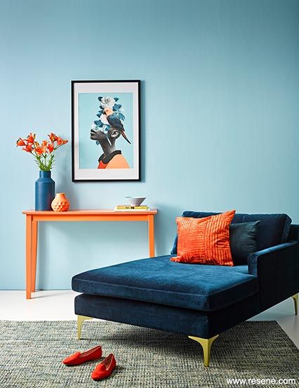 A study in contrast - decorating with complementary colours | Colour inspiration Interior Design Complementary Colors, Complementary Colour Scheme Interior, Complimentary Color Scheme Interior, Complementary Color Scheme Interiors, Complementary Colors Interior Design, Orange And Blue Interior, Split Complementary Interior Design, Color Contrast Design, Tetradic Color Scheme Interiors