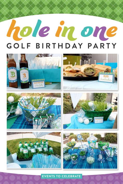 One Year Old Golf Birthday, Golf One Year Old Party, Hole In One First Birthday Food Ideas, Golf Themed First Birthday Party, Golf Themed First Birthday, One Year Old Birthday Party Boy, Felix Birthday, Golf First Birthday, Golf Birthday Party