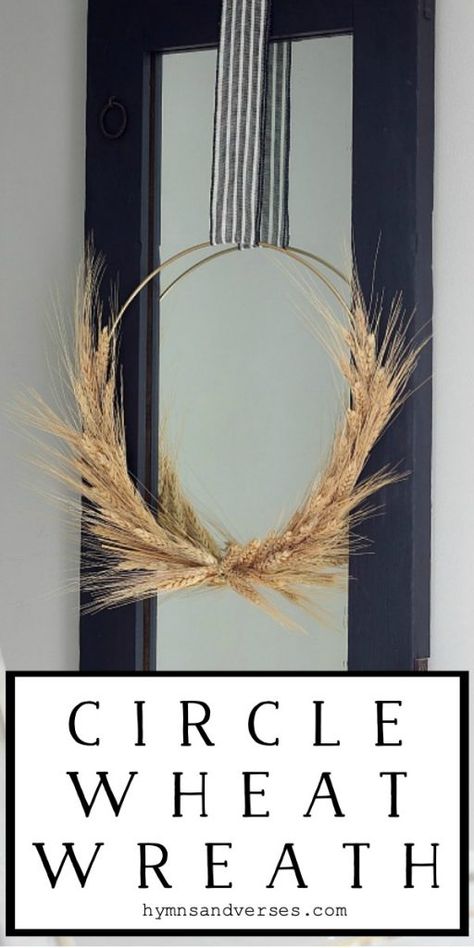 Wheat Decor, Wheat Wreath, Fall Wreath Tutorial, Wreath For Fall, Circle Wreath, Creative Wreaths, Boho Wreath, Modern Wreath, Diy Fall Wreath