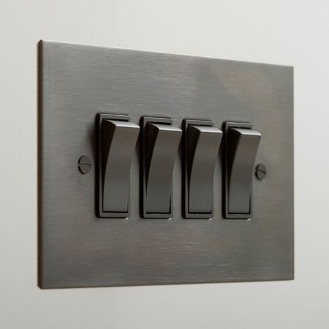 Forbes and Lomax Antique Bronze 4 Gang Rocker Switch Clear Plates, Switches And Sockets, Lamps Kitchen, Modern Properties, Fire Alarm System, Plastic Trim, Interiors Dream, Led Dimmer, Gold Table