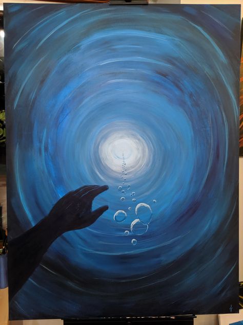 Painting That Has Deep Meaning, Let Go Painting, Deep Water Drawing, Simple Meaningful Paintings, Euphoric Paintings, Painting Ideas Emotional, Light At The End Of The Tunnel Art, Emotional Painting Ideas, Deep Painting Ideas