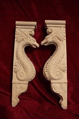 Wooden Corbel/bracket Dragon. Wall Fireplace decor. Carved from wood. 20" | eBay Rustic Corbels, Faux Fireplace Mantels, Wooden Corbels, Wooden Brackets, Dragon Decor, Faux Fireplace, Dragon Statue, Fireplace Surround, Wood Fireplace