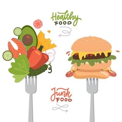 Scales with vegetables and healthy food and fast food. Choose between healthy and junk eating. Food choice. Diet decision concept and nutrition. Fast Food vs balanced menu. Healthy nutrition concept. 10886892 Vector Art at Vecteezy Menu Healthy, Flat Vector Illustration, Food Wallpaper, Eating Food, Logo Banners, Flat Vector, Food Drawing, What You Eat, Marketing Design