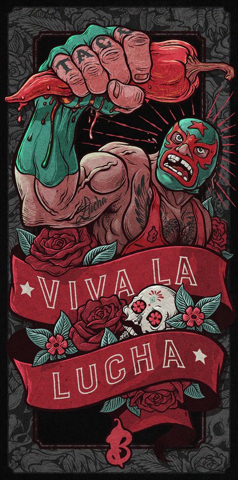 Lucha Libre Tattoo, Wrestling Illustration, Neon Cactus, Mexican Wrestler, Mexican Wall Art, Anime Inspiration, Alternative Comics, Latino Art, Wrestling Posters