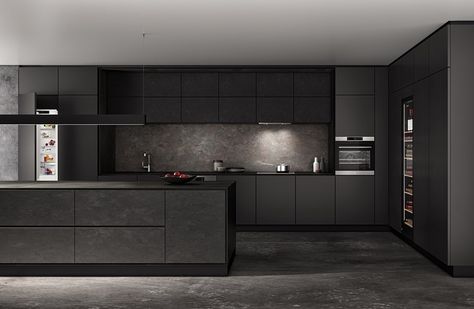 Modern Black Kitchen, Black Kitchen Decor, Open Plan Kitchen Living Room, Kitchen Decorating Ideas, Wall Decor Kitchen, Modern Kitchen Cabinet Design, Organization Kitchen, Modern Kitchen Interiors, Inspiration Kitchen