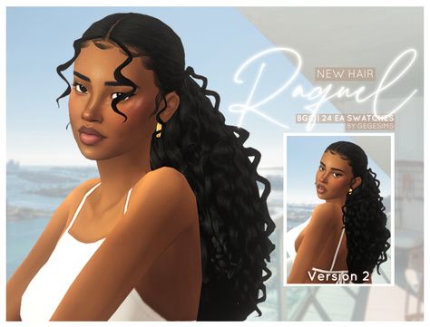 Raquel Hair Hey lovelies, here is a new hairstyle, a cute curly low ponytail inspired by the one of many amazing hairstyles I've... Sims 4traits, Sims 4 Maxis Match Natural Hair, Gege Sims Hair, Sims 4 Sza Hair, Sims 4 Cc Hair Bubble Braids, Gegesims Hair, Sims 4 4c Hair Cc, Simstefani Cc Free, Sims 4 Brazilian Cc