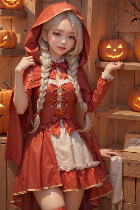 Little Red Riding Hood Hairstyles, Little Red Riding Hood Hair, Red Riding Hood Doll, Red Riding Hood Makeup, 2023 Costumes, Little Red Riding Hood Halloween, Bjd Outfits, Little Red Riding Hood Costume, Riding Hood Costume